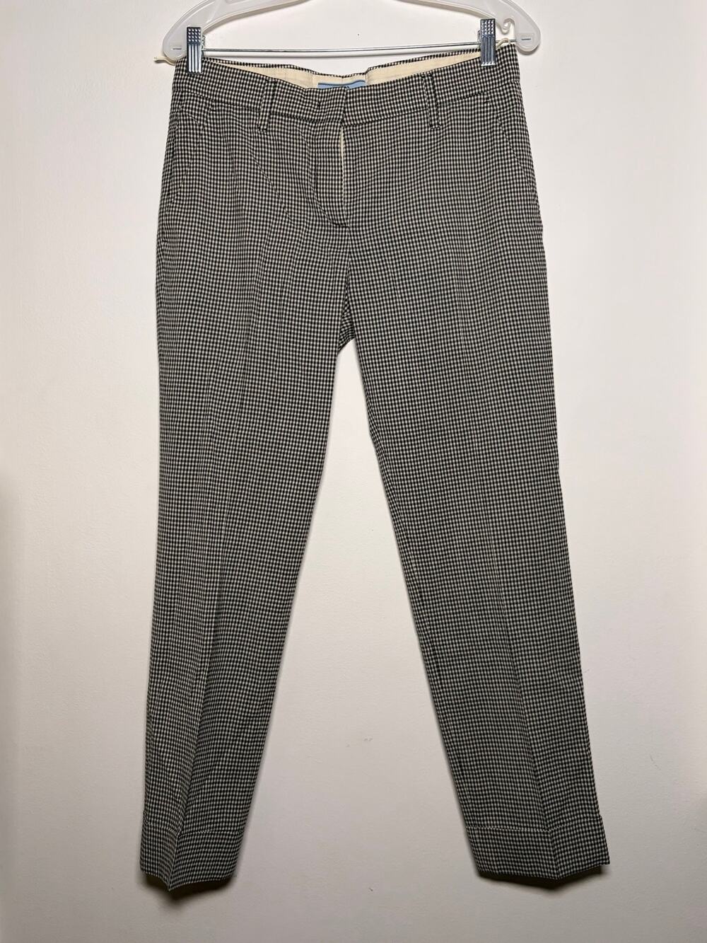 Prada Micro-gingham cigarette trousers, cuffed, IT 40 / US 4